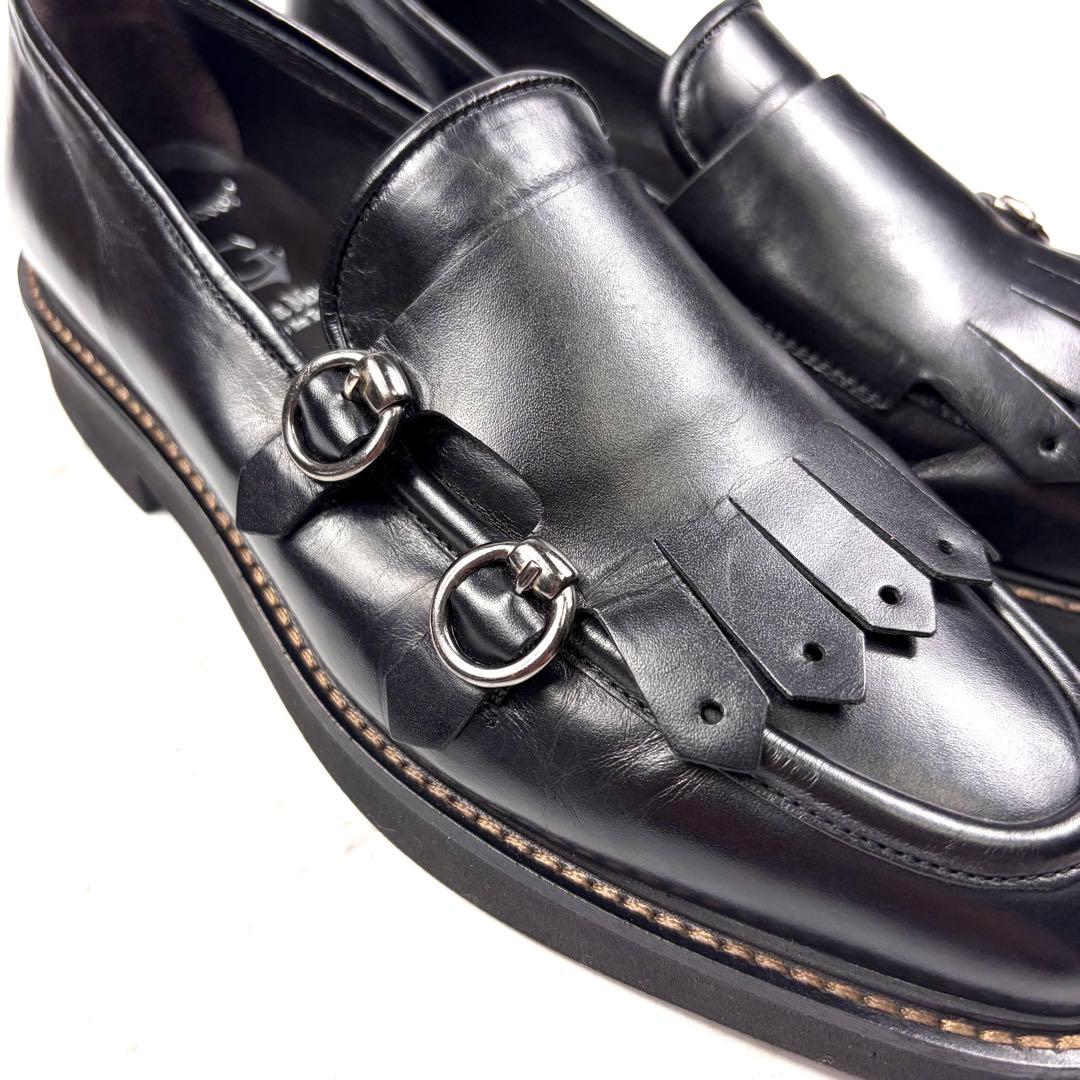 Luca Grossi レザー フリンジ モンクストラップ ブラック (23)