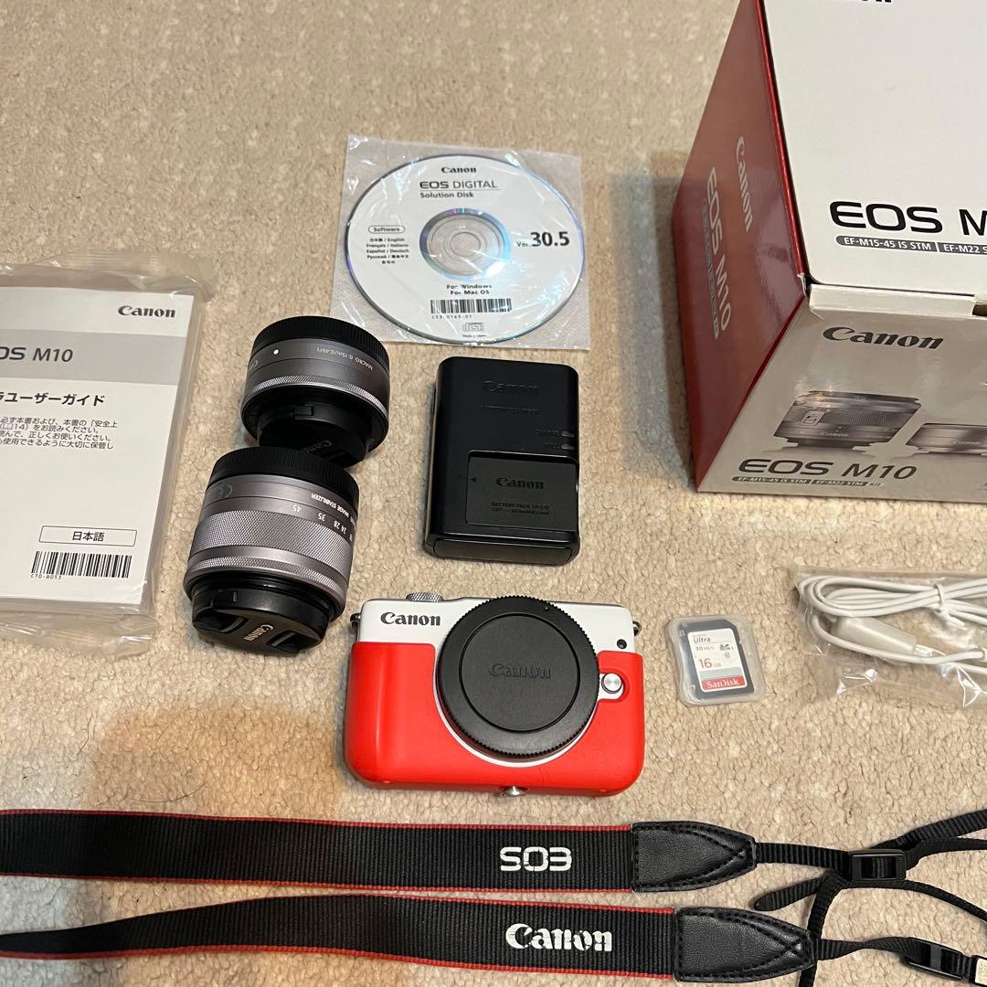 Canon EOS M10 ダブルレンズキット レッドケース付き