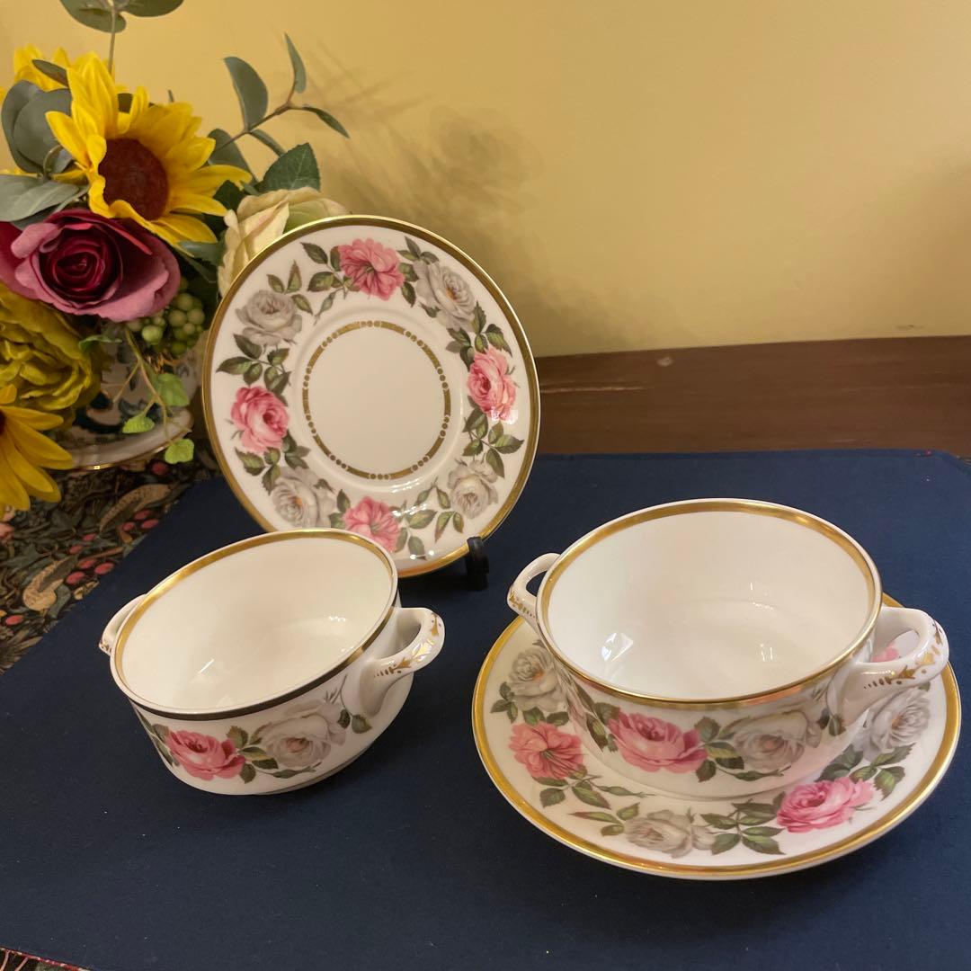 ロイヤルウースター　バラの花柄 スープカップ 2個セット　ロイヤルガーデン　レア