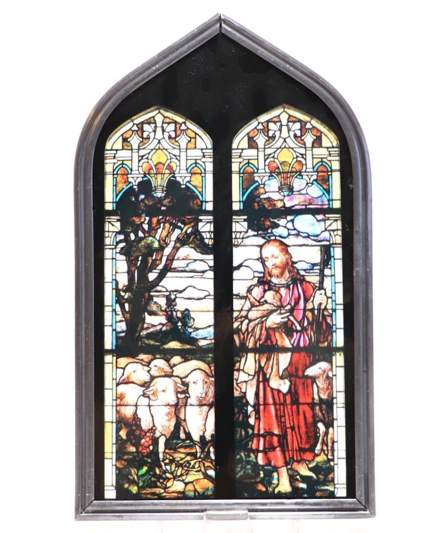 イエス・キリスト 善き羊飼い ヴィンテージ・ステンドグラス アメリカ製 教会
