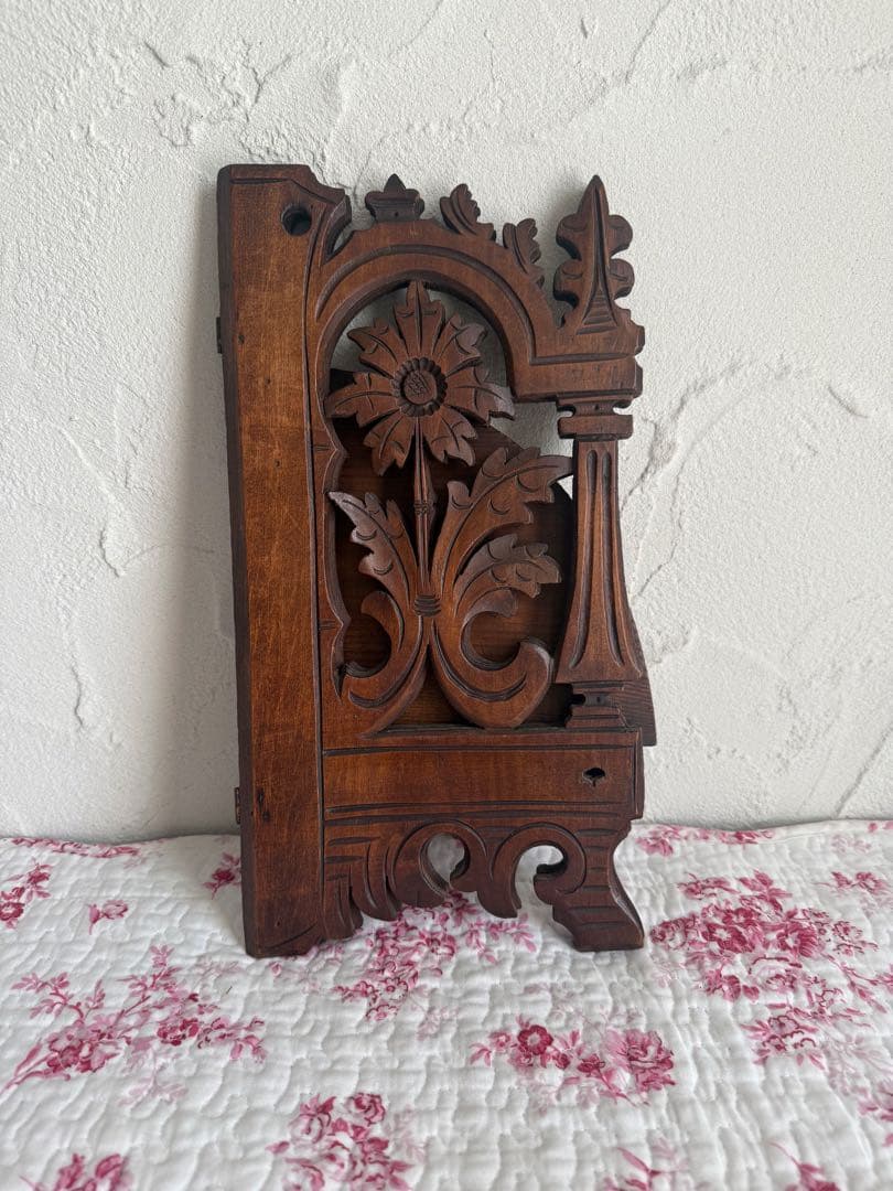 フランスアンティーク　木製コーナーシェルフ　折りたたみ式