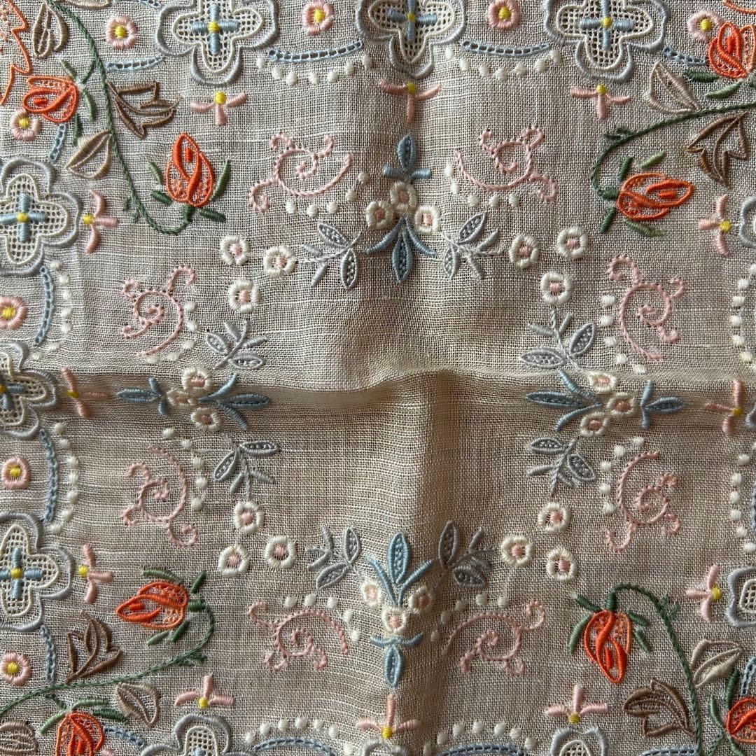 スワトウ 刺繍 ハンカチ 花柄　3枚セット