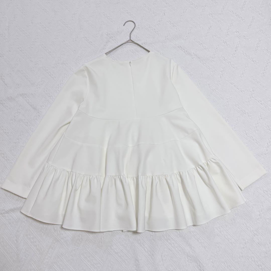 人気⭐︎ヨリ　yori ティアードストレッチブラウス　ホワイト　セレモニー　38