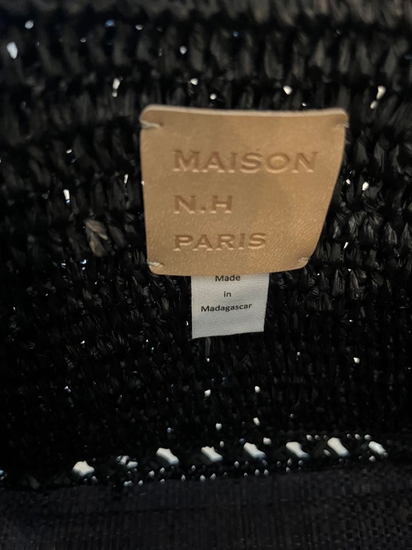 最終価格MAISON N.H ブラックかごバッグラフィア　定価4万弱美品