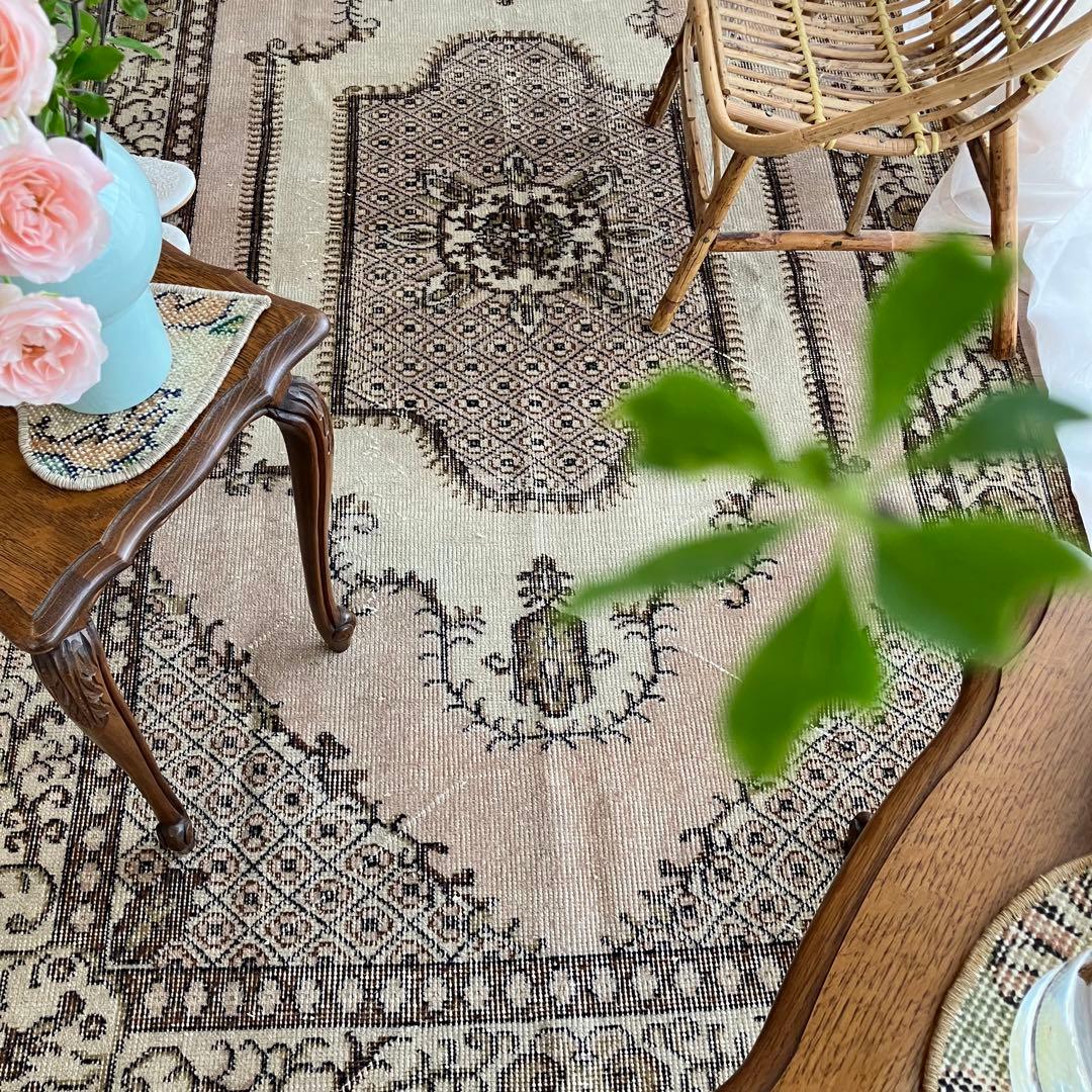 貴重／クラシカル116×211キャラメルココア　リッチ　トルコヴィンテージラグ