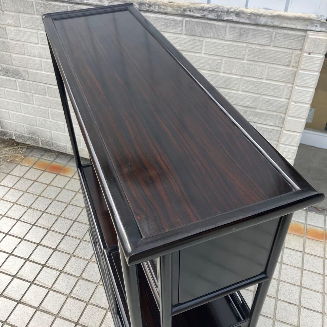 唐木家具 紫檀 茶箪笥 飾り棚 中国骨董 李朝 唐草透彫り サイドボード 古家具