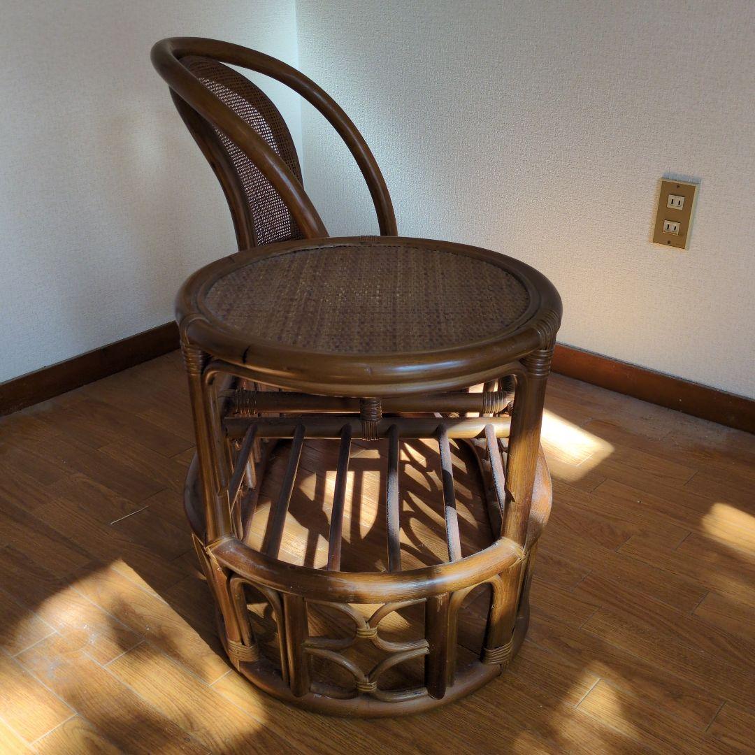 ★断捨離 超特価セール★昭和の珍品★コイズミ製 ラタン 回転椅子付きテーブル