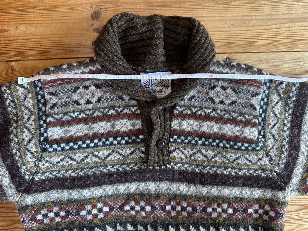 【Lサイズ】Jamison’s フェアアイル柄　ショールカラーセーターニット