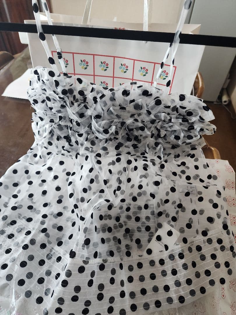 poppy フリル付き水玉模様チュニック