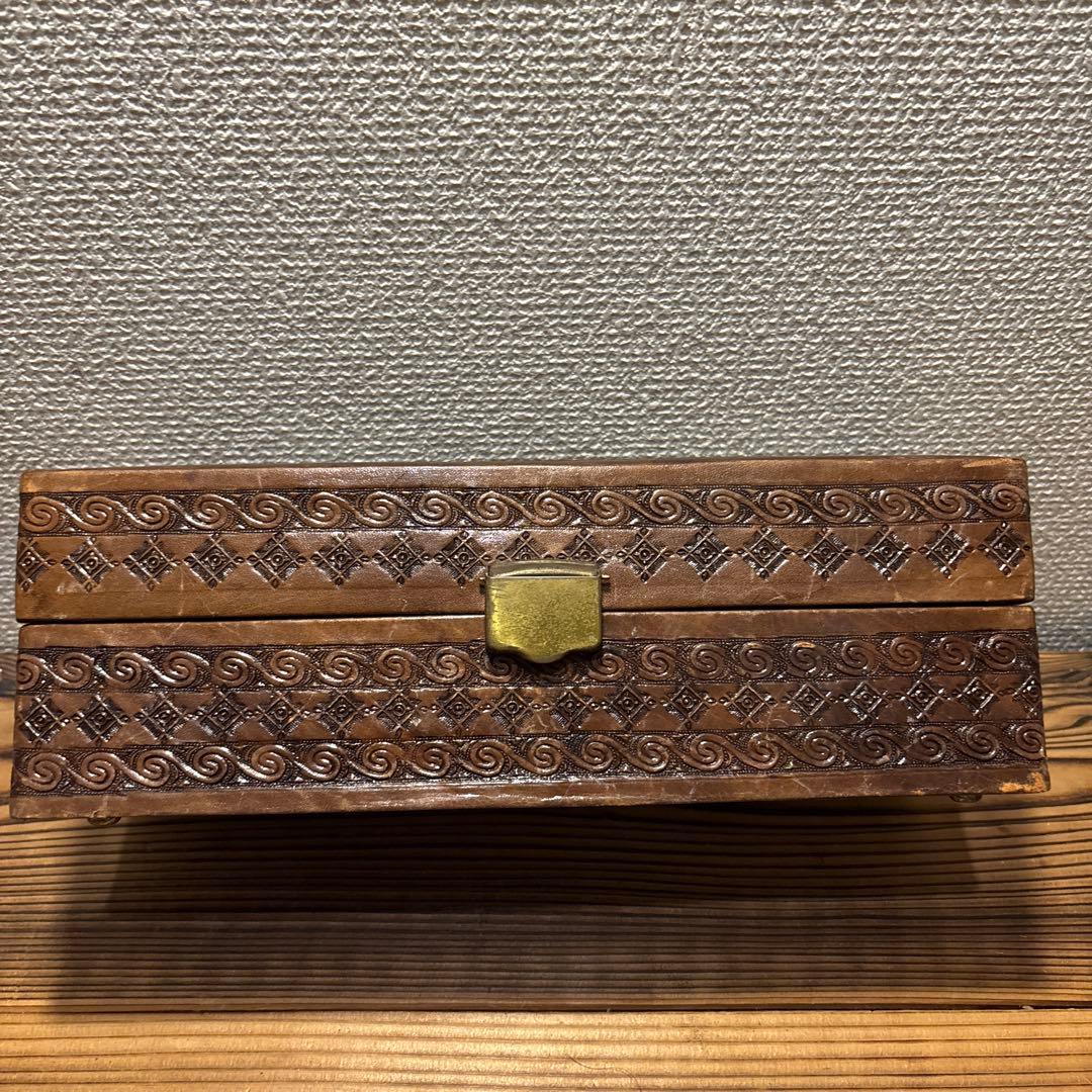 アンティーク　カジノセット　レザーボックスセット　ドミノ・トランプ・ダイス