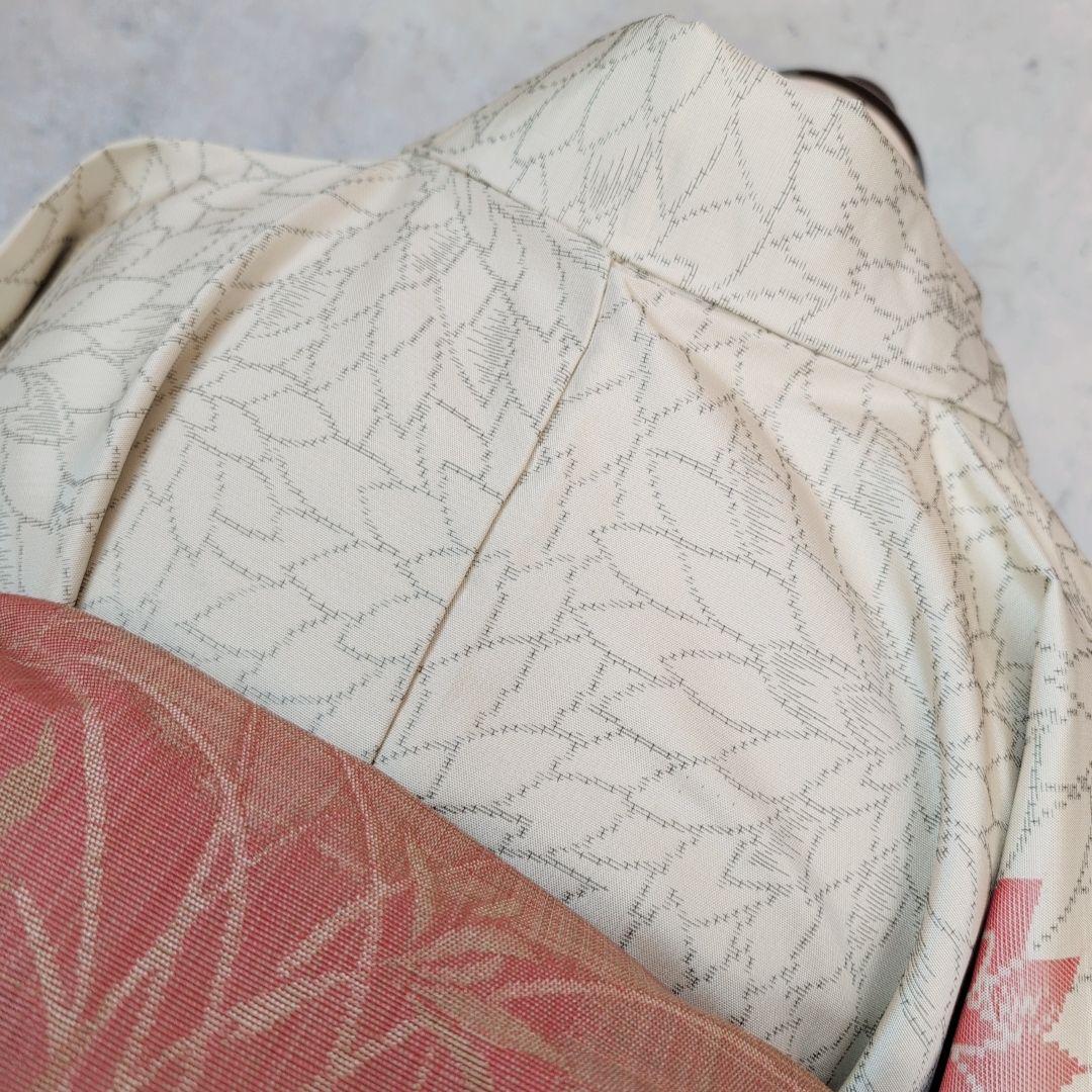 小紋　フルセット　着物　白地　花　しつけ糸　花　可愛い　おしゃれ　O3