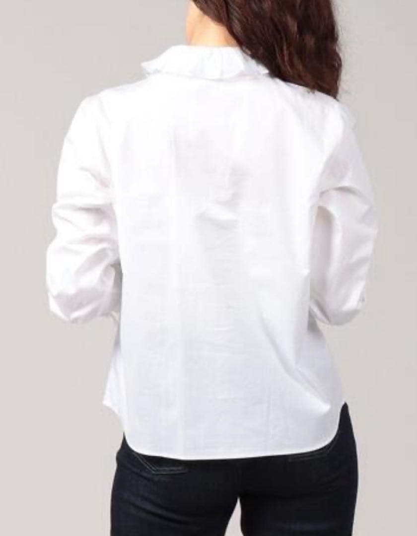 ★新品★定価28600 agnes b. フリル襟ラッフルブラウス 40 白