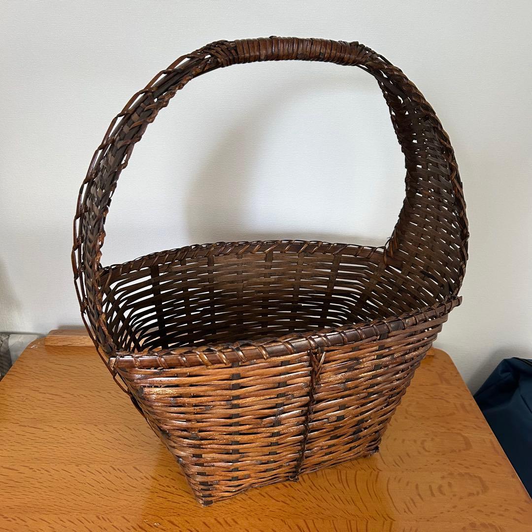 竹籠　ラタン　特大サイズ　マガジンラック　スリッパ入れ　ドライフラワー入れ