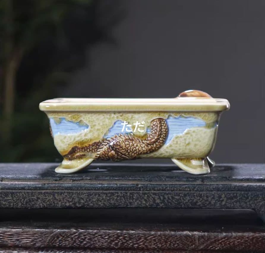 色絵龍盆 青磁鉢 山野草鉢 多肉植物 植木鉢 小品大品盆栽鉢 置物 色を選びます