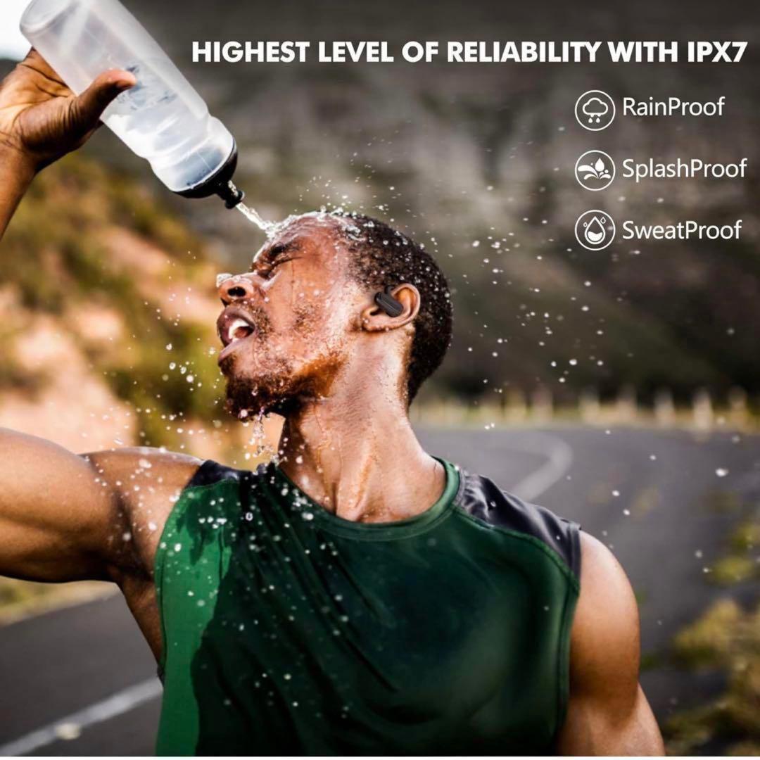 IPX7防水仕様 ブラック 次世代オープンイヤー ワイヤレスイヤホン