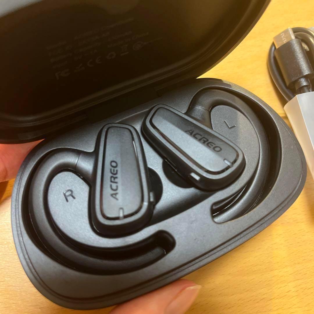 IPX7防水仕様 ブラック 次世代オープンイヤー ワイヤレスイヤホン