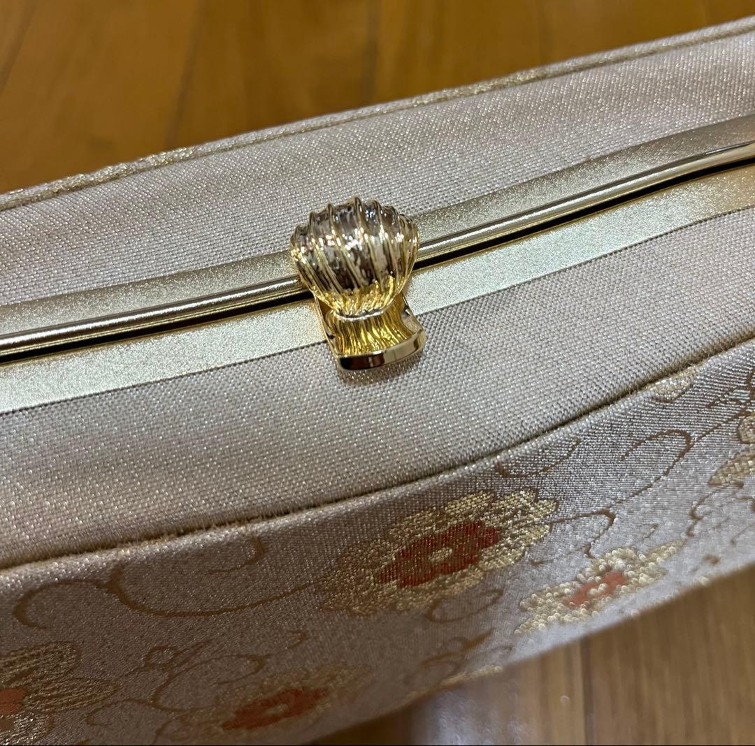 激安！！本革＆絹使用花柄刺繍和装用バッグと草履セット