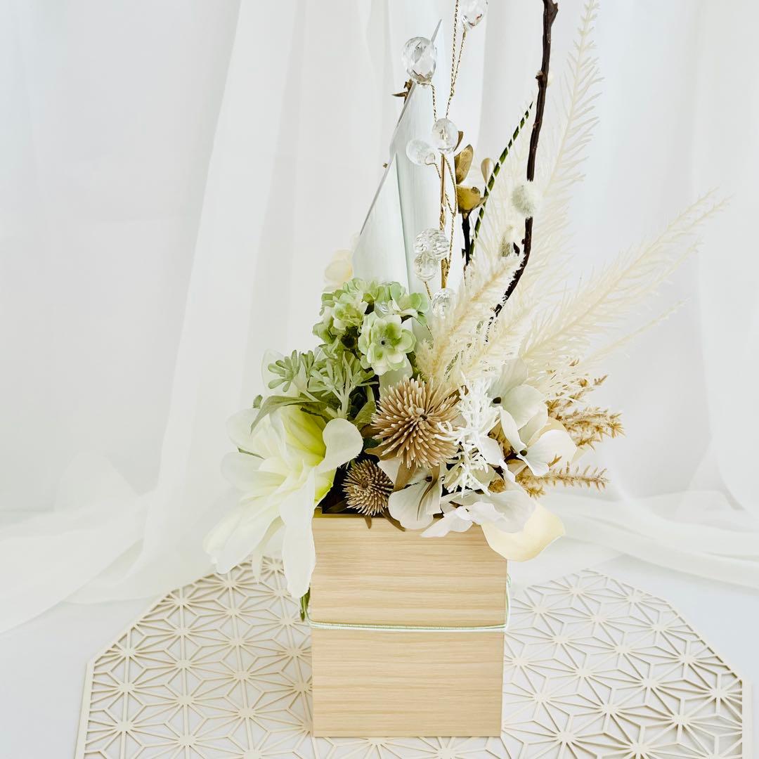 お正月飾り 門松 白 グリーン ゴールド モダン門松 ハンドメイド 大 196