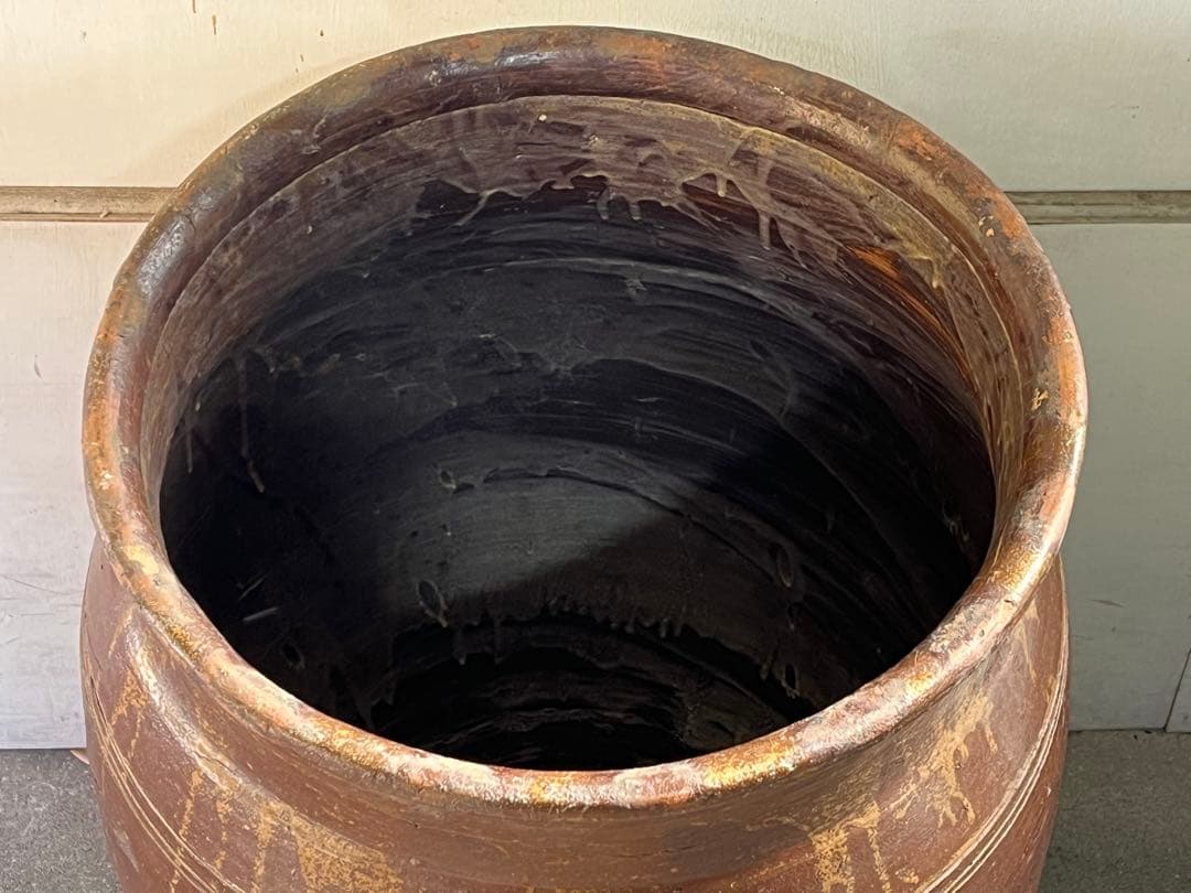 古い唐津焼の甕 73cm 水鉢 古民具