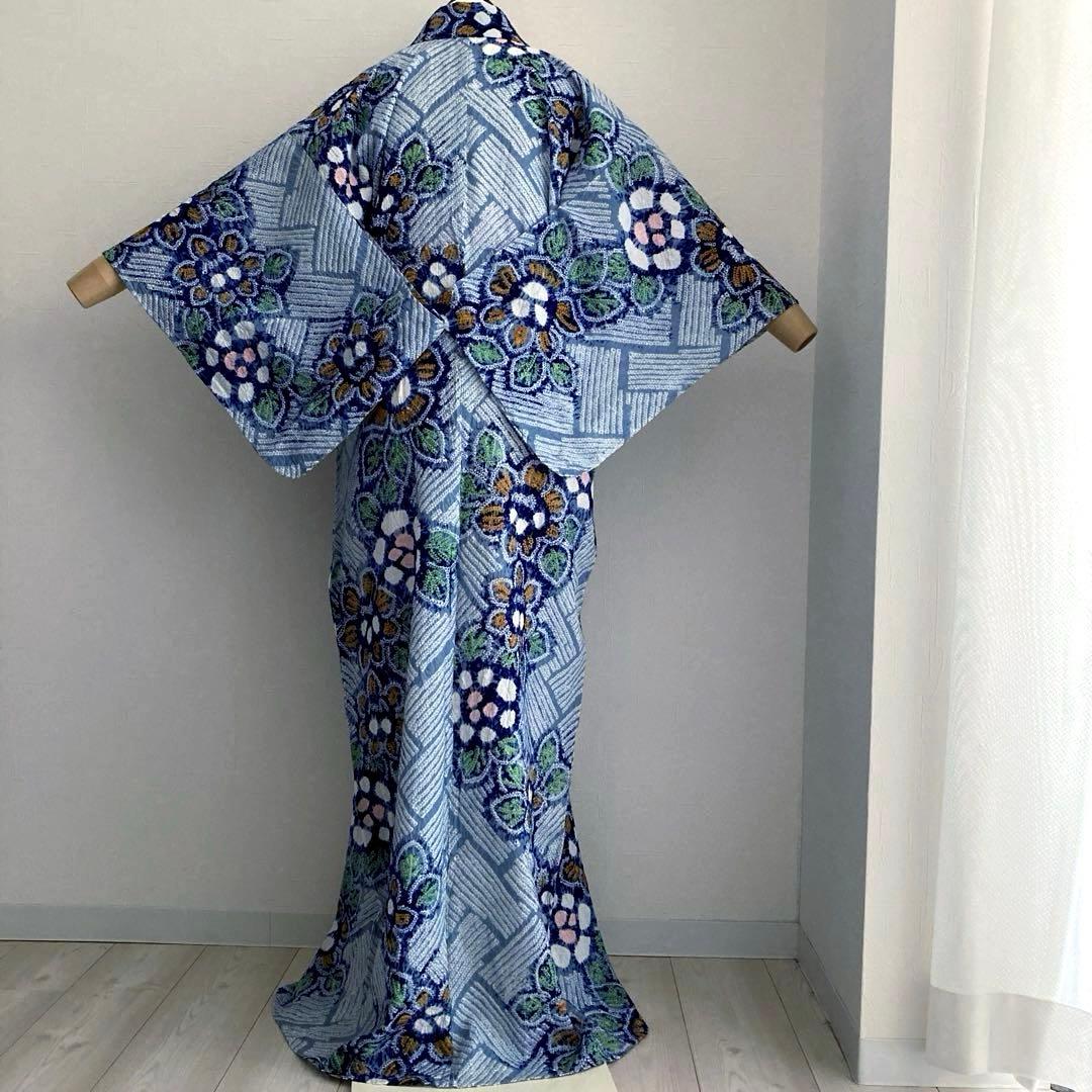 専用みかん24様　有松絞り浴衣・有松鳴海絞り浴衣　花繋ぎ　手縫い　No.7-65