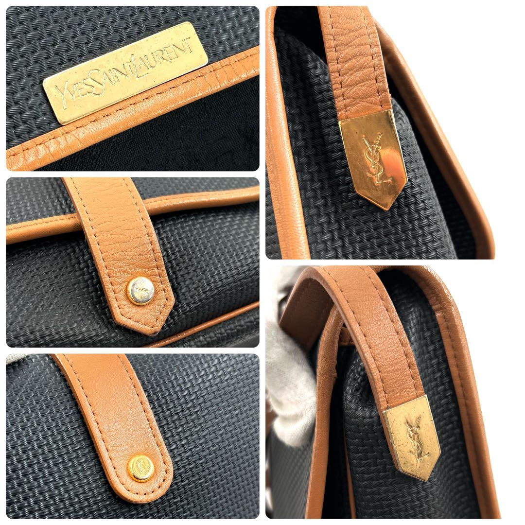 美品 イヴサンローラン 257 ショルダーバッグ PVC レザー 斜め掛け 黒