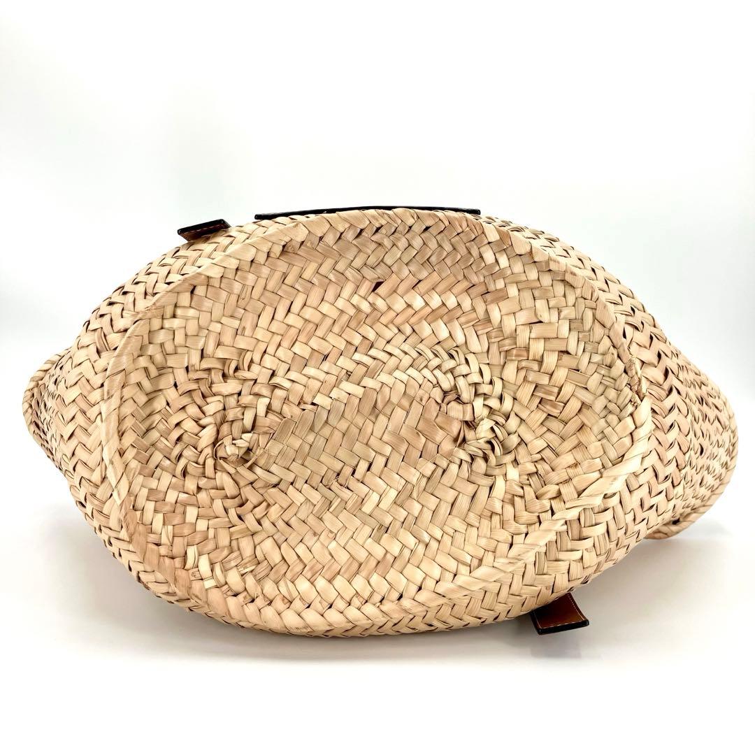 極美品✨　ロエベ　バスケットバッグ　かごバッグ　ミディアム　アナグラム　タン