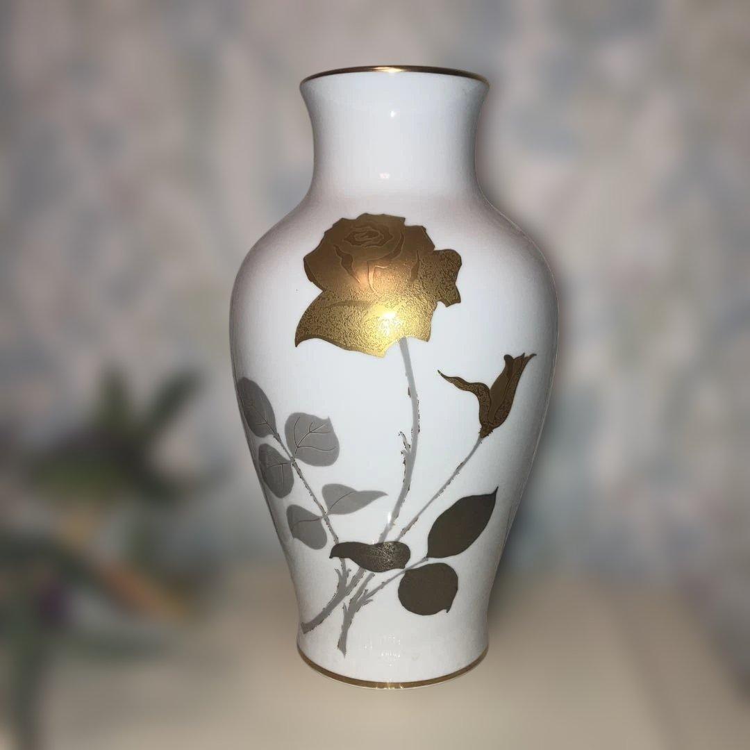 大倉陶園 OKURA 金 金蝕バラ 薔薇 花瓶 フラワーベース 金彩　36㎝