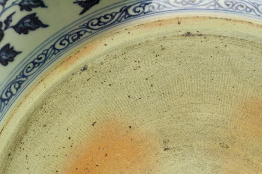 中国美術 青花 枝果紋 皿 φ42.3cm(BB509)