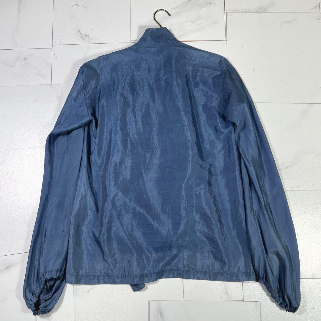 80s 筆タグ シルク混 イッセイミヤケ インディゴ染め ブラウス 変形 M