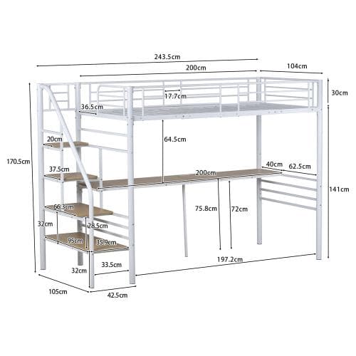 ロフトベッド 階段付き パイプベッド シングル コンセント付き 大人 子供