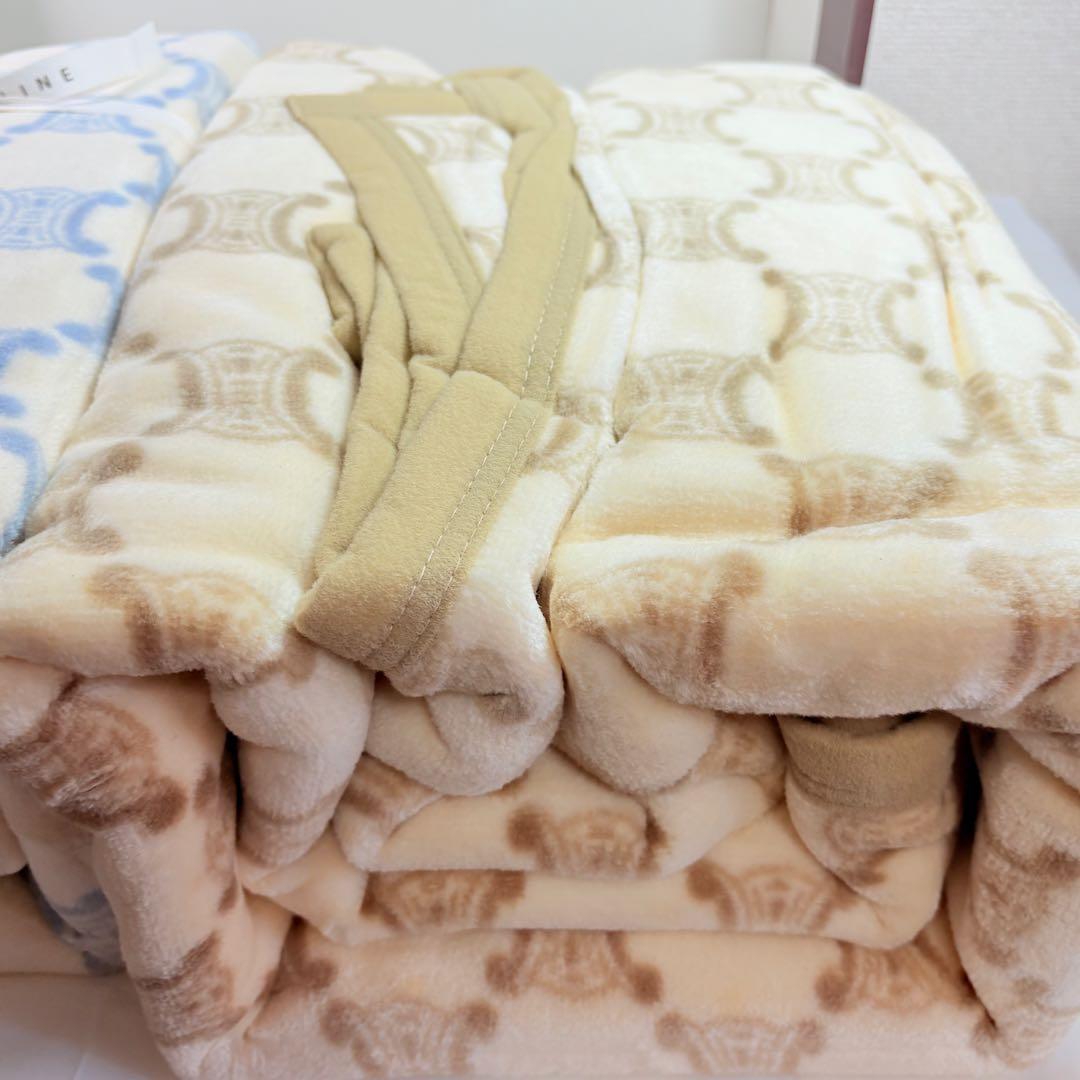 CELINE セリーヌ マカダム トリオンフ柄 総柄 綿毛布 2枚セット ペア