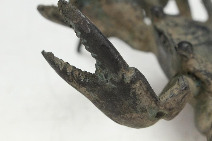 華道 古銅 蟹 飾 置物 三体(K-A987)