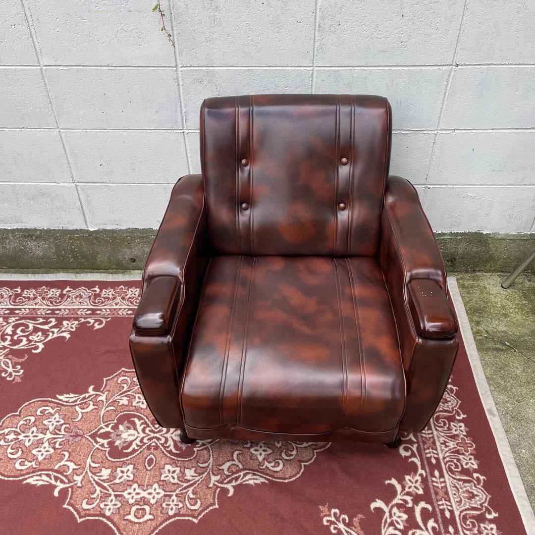 ミッドセンチュリー 古家具◾️マーブル柄 一人掛け シングルソファ ラウンジソファ