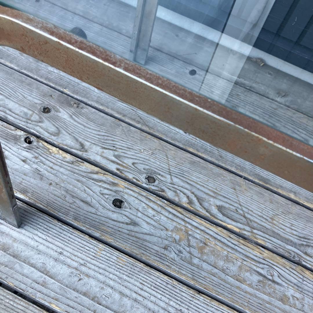 ミッドセンチュリー アイアンフレーム センターテーブル ガラステーブル 古家具