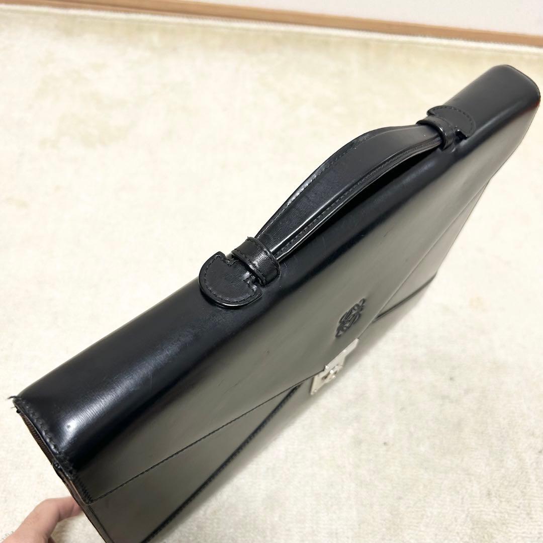 希少　ロエベ ディプロマティコ ビジネスバッグ アナグラム 型押し レザー 黒