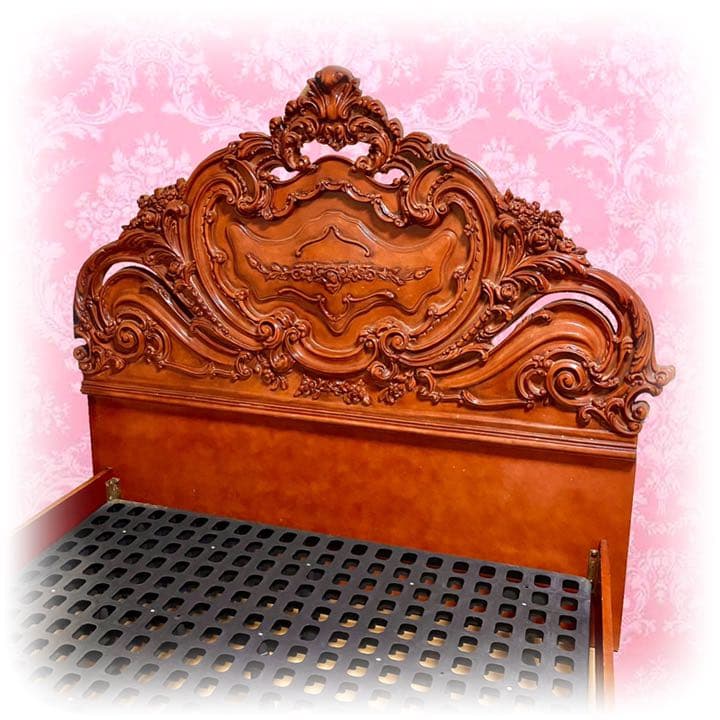 た*ー様 アンティーク 猫脚 装飾 ベッド 寝具 ロココ レリーフ 彫刻 家具