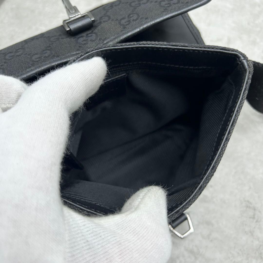 美品✨グッチ ウエストポーチ GG柄 ジャッキー キャンバス 黒