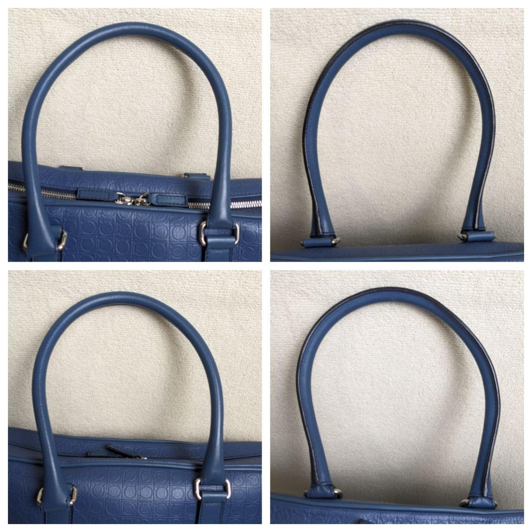 Ferragamo フェラガモ ガンチーニ ビジネスバッグ レザー 青