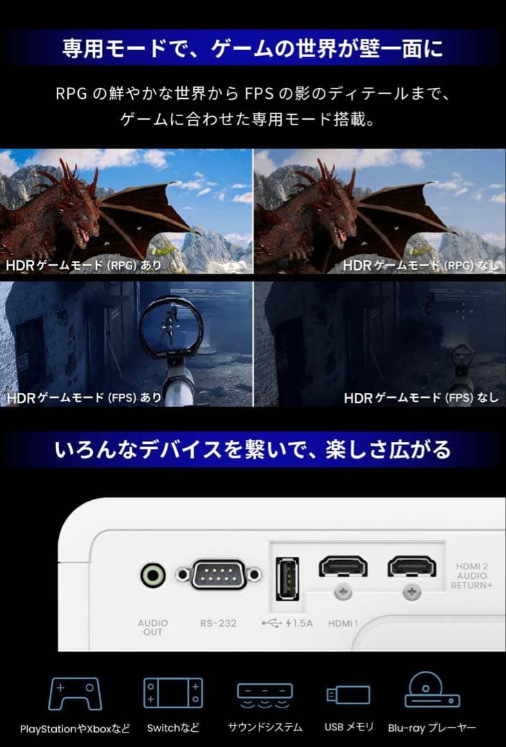 値下げ！【ほぼ新品】BenQ TK710STi 4Kレーザー短焦点プロジェクター