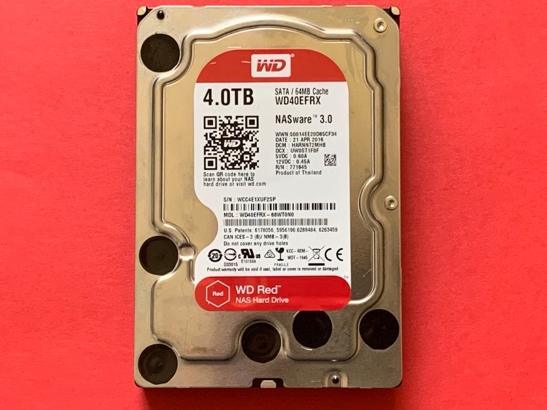 【使用時間０H】DIGA換装用 大容量3.5インチHDD4TB WD40EFRX