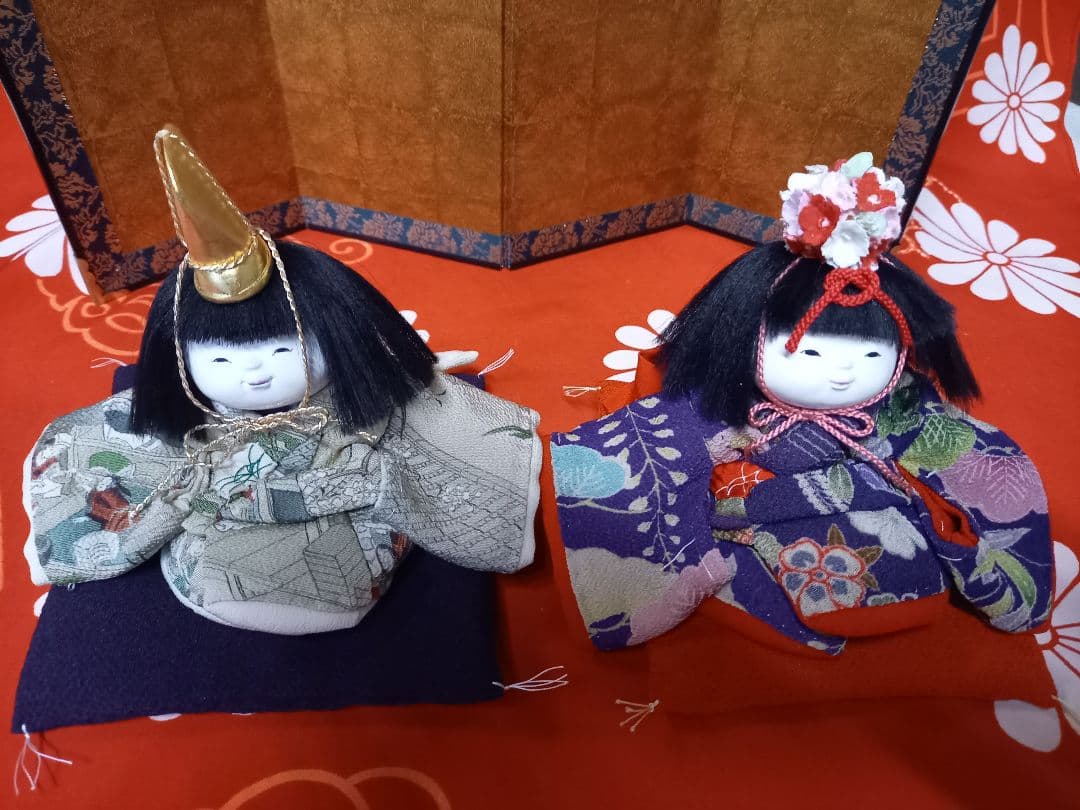 江戸御所人形五代目吉野光宝作、雛人形、屏風セット