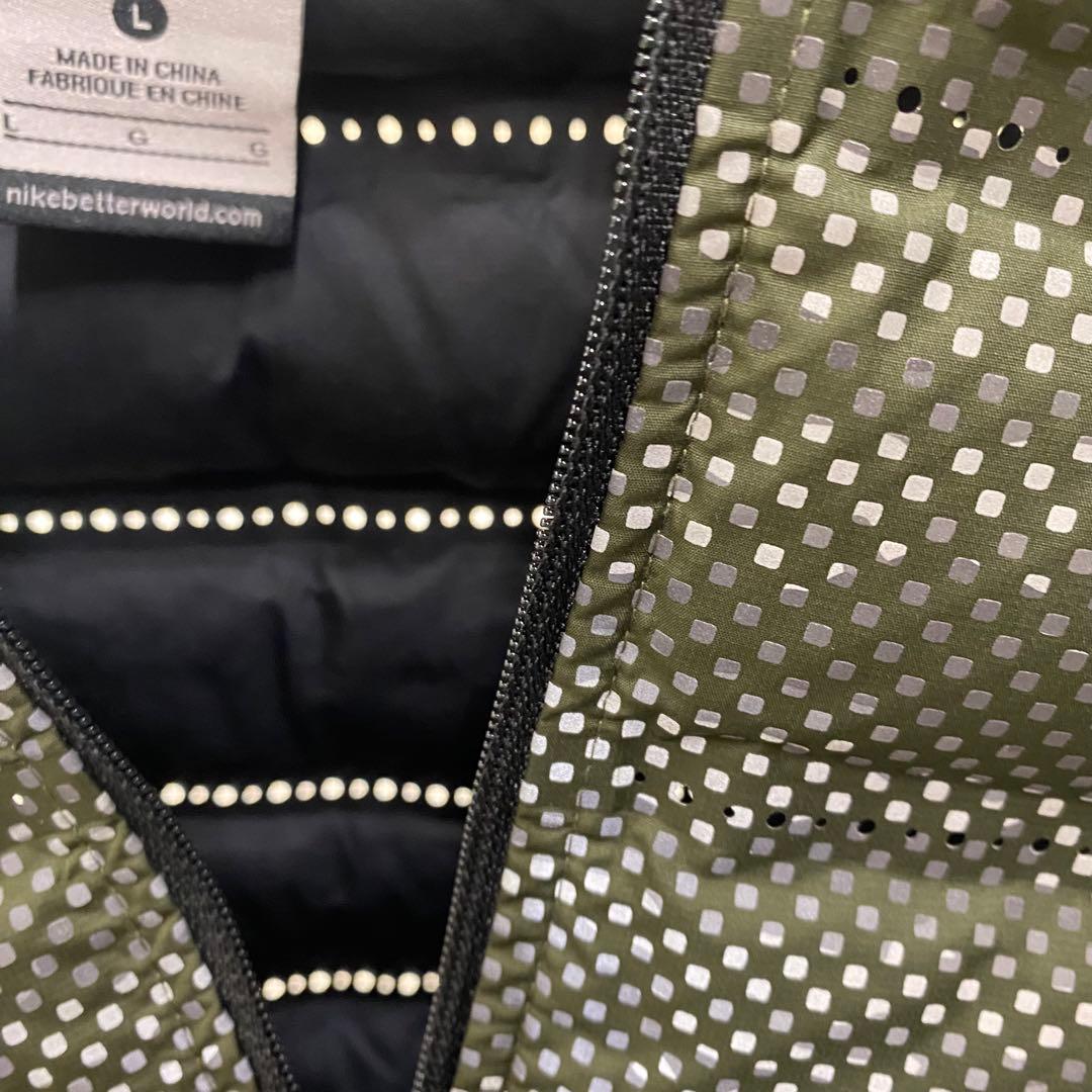 NIKE ランニング　エアロロフト 800 ダウン　ベスト　緑　黒　カモフラ　L