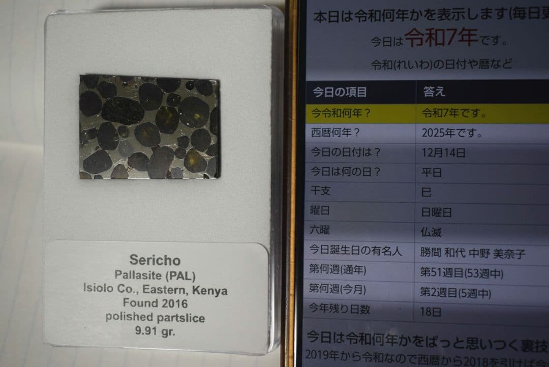 セリコ隕石（隕鉄、パラサイト隕石）