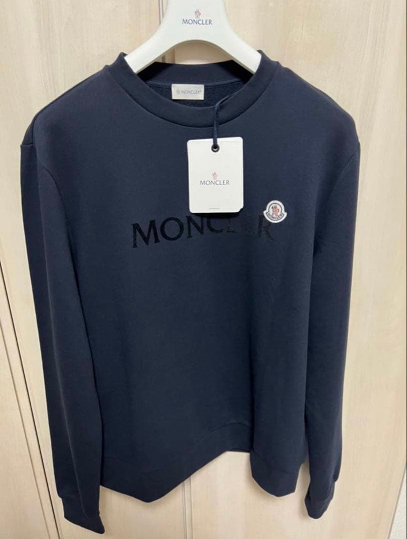 MONCLER ロゴパッチ スウェット ネイビー S