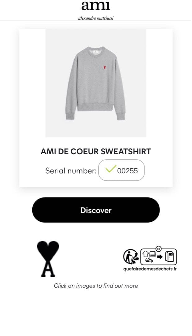 【新品タグ付き】AMI アミパリス グレー　スウェット トレーナー Mサイズ