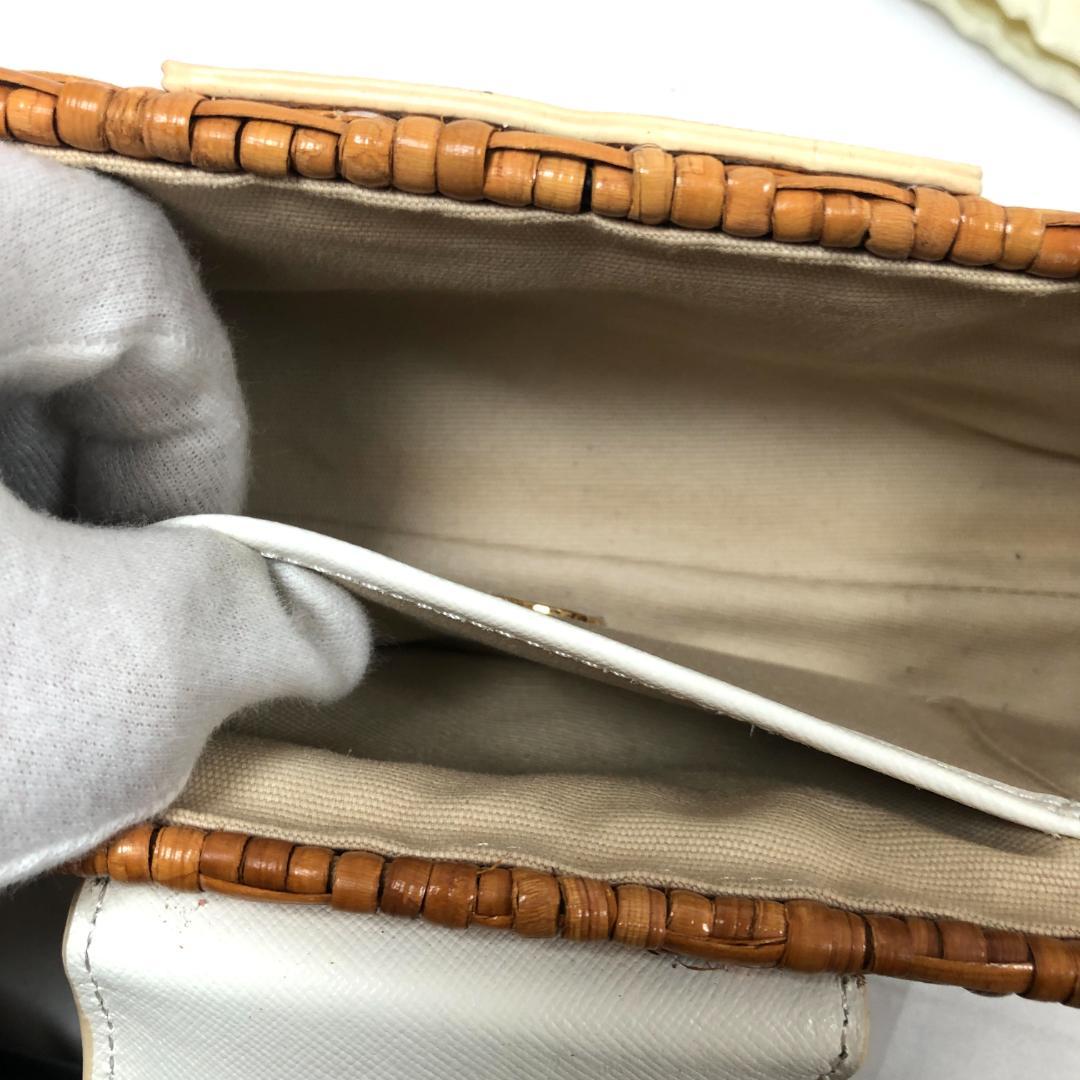 TORY BURCH クラッチバック　かごバッグ　ラタン　レザー　正規品