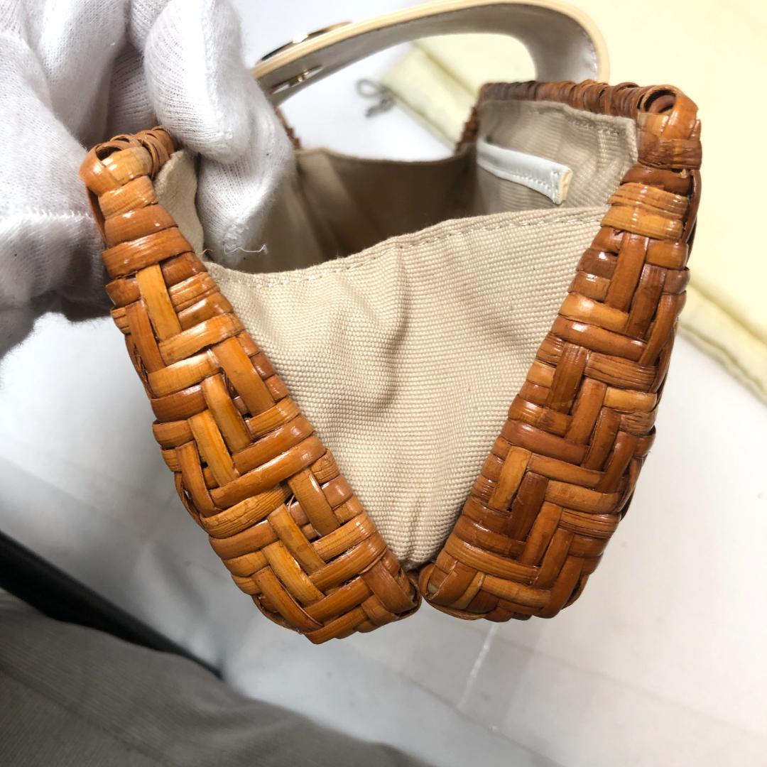 TORY BURCH クラッチバック　かごバッグ　ラタン　レザー　正規品