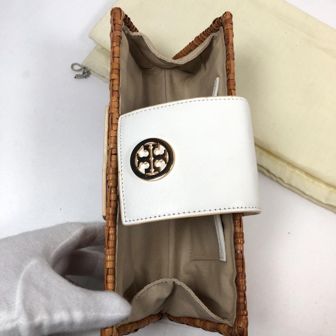 TORY BURCH クラッチバック　かごバッグ　ラタン　レザー　正規品