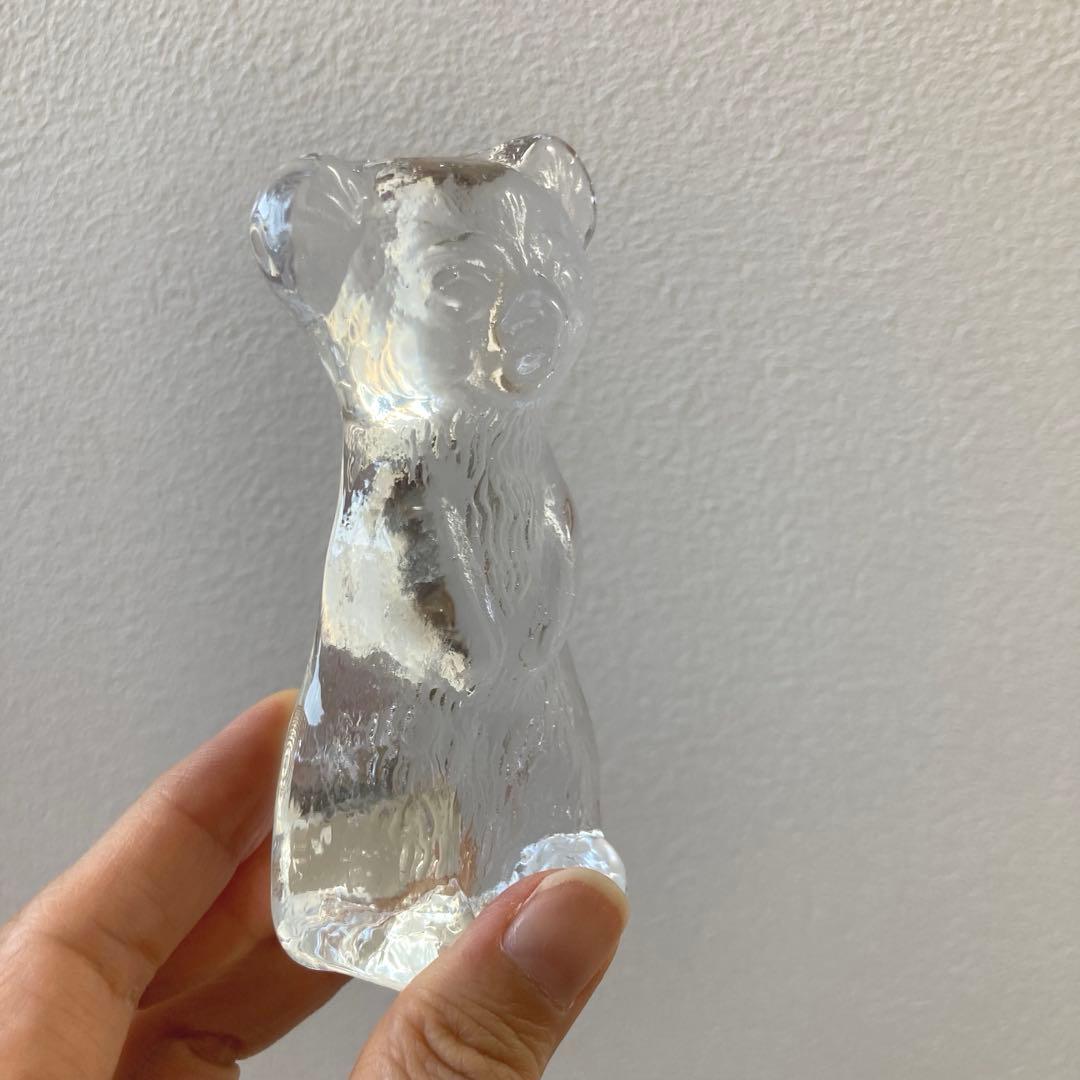 北欧ヴィンテージ　エダクリスタル社　クマさんのガラスオブジェ　　ペーパーウェイト