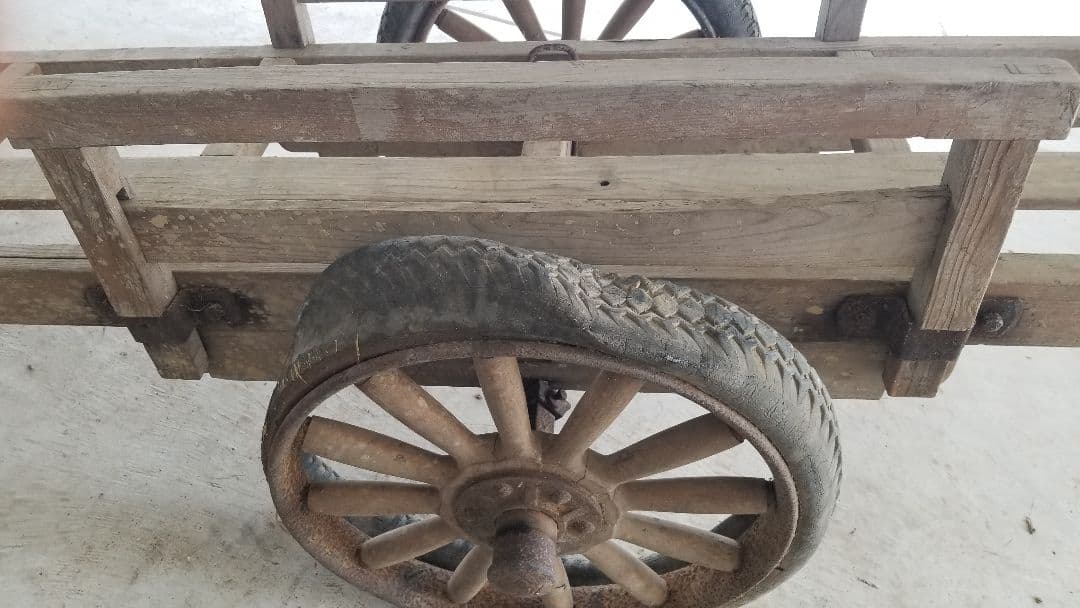 極希少品　文化遺産　美術工芸品　大型　大八車　貴重ナンバー付　大正～昭和　引取